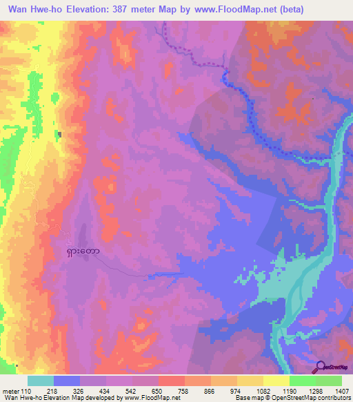 Wan Hwe-ho,Myanmar Elevation Map