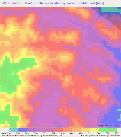 Wan Hwe-ho,Myanmar Elevation Map