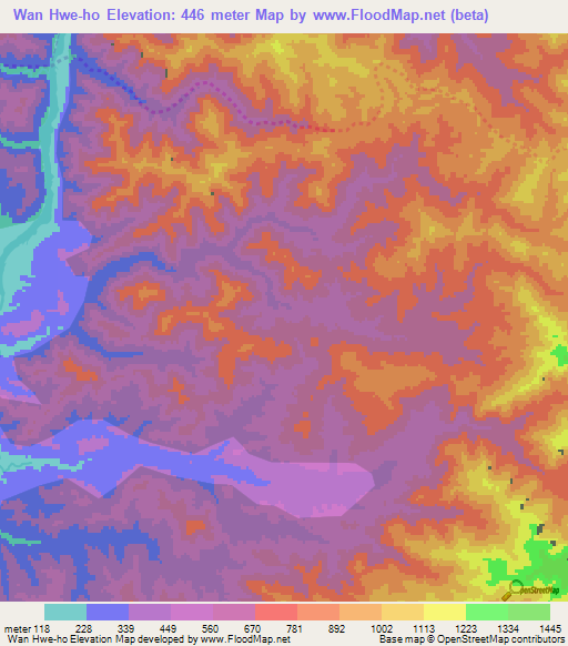 Wan Hwe-ho,Myanmar Elevation Map