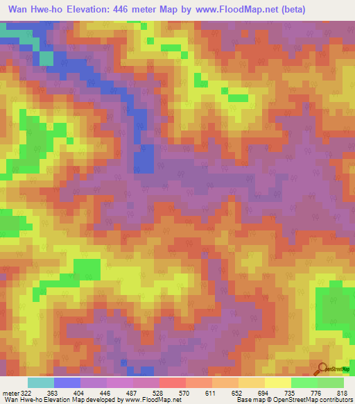 Wan Hwe-ho,Myanmar Elevation Map