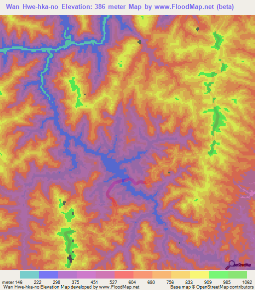 Wan Hwe-hka-no,Myanmar Elevation Map