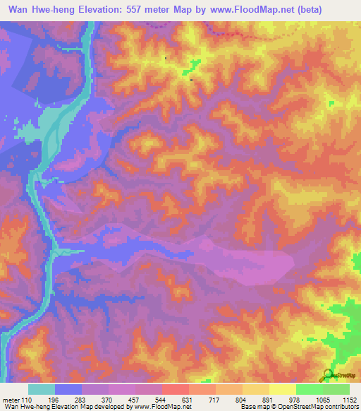 Wan Hwe-heng,Myanmar Elevation Map