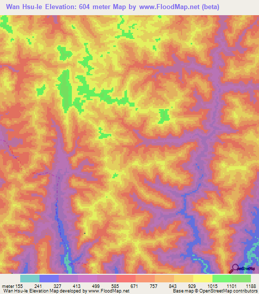 Wan Hsu-le,Myanmar Elevation Map