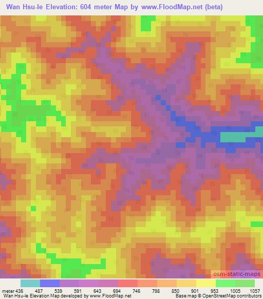 Wan Hsu-le,Myanmar Elevation Map