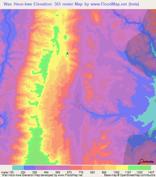 Wan Hson-kwe,Myanmar Elevation Map