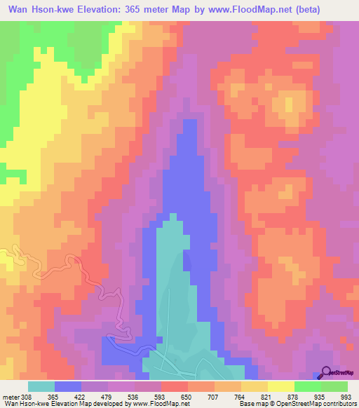 Wan Hson-kwe,Myanmar Elevation Map