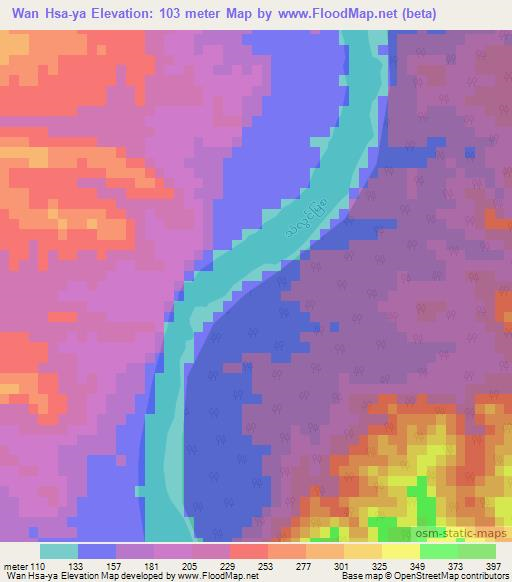 Wan Hsa-ya,Myanmar Elevation Map