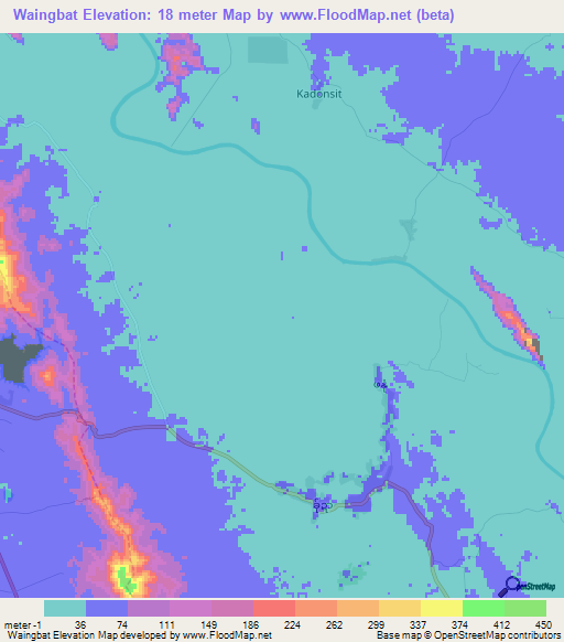 Waingbat,Myanmar Elevation Map