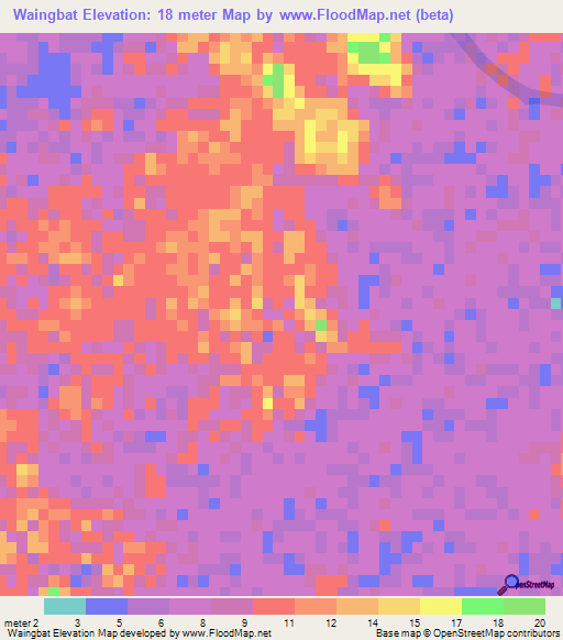 Waingbat,Myanmar Elevation Map