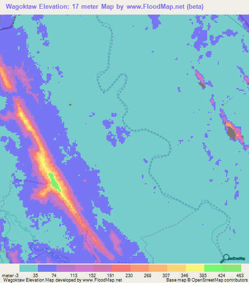 Wagoktaw,Myanmar Elevation Map