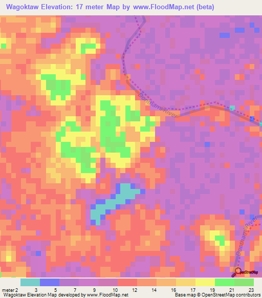 Wagoktaw,Myanmar Elevation Map