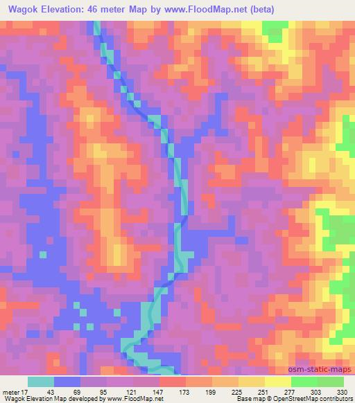 Wagok,Myanmar Elevation Map