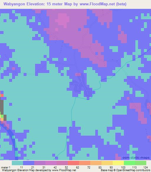 Wabyangon,Myanmar Elevation Map