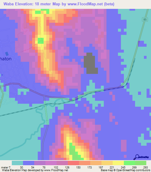 Waba,Myanmar Elevation Map