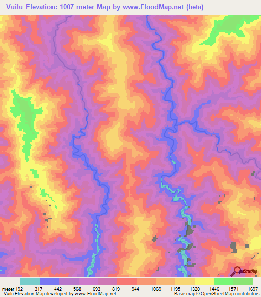 Vuilu,Myanmar Elevation Map