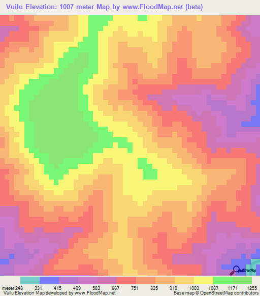 Vuilu,Myanmar Elevation Map