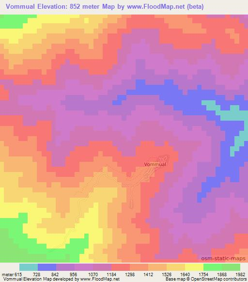 Vommual,Myanmar Elevation Map