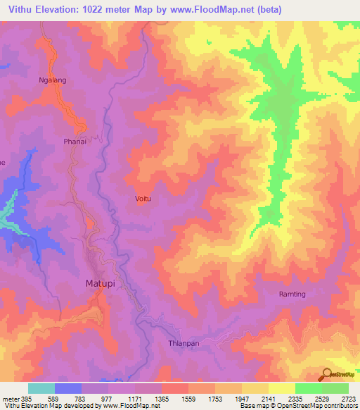 Vithu,Myanmar Elevation Map