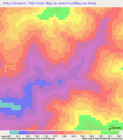 Vithu,Myanmar Elevation Map