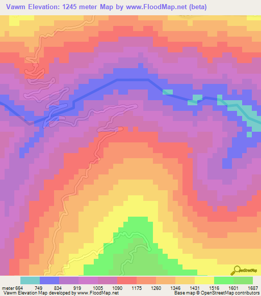 Vawm,Myanmar Elevation Map