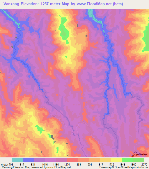 Vanzang,Myanmar Elevation Map