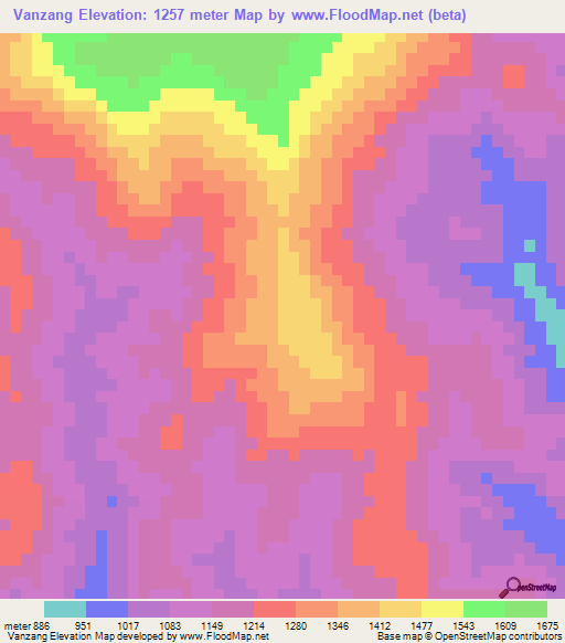 Vanzang,Myanmar Elevation Map