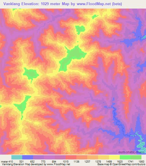 Vanklang,Myanmar Elevation Map