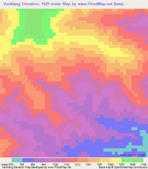 Vanklang,Myanmar Elevation Map