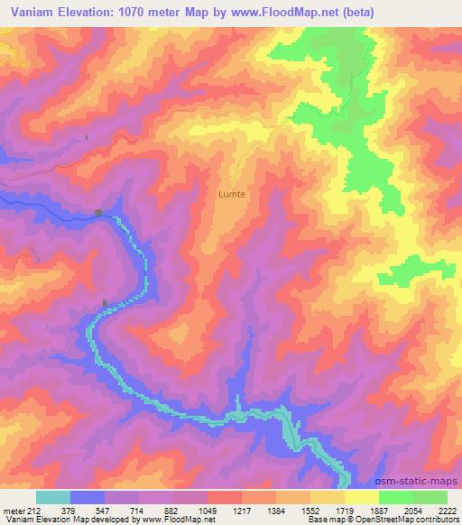 Vaniam,Myanmar Elevation Map