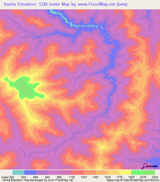 Vanha,Myanmar Elevation Map