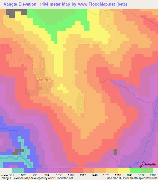 Vangte,Myanmar Elevation Map