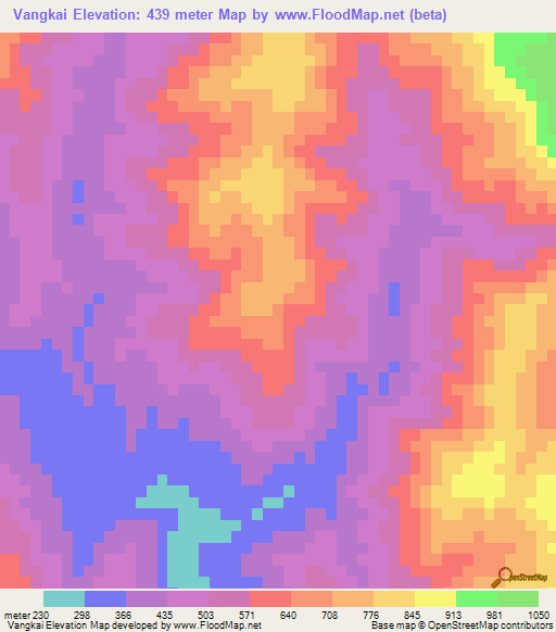 Vangkai,Myanmar Elevation Map