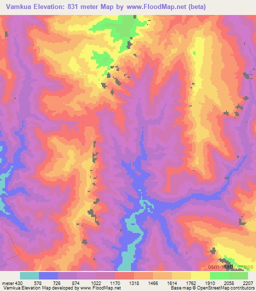 Vamkua,Myanmar Elevation Map