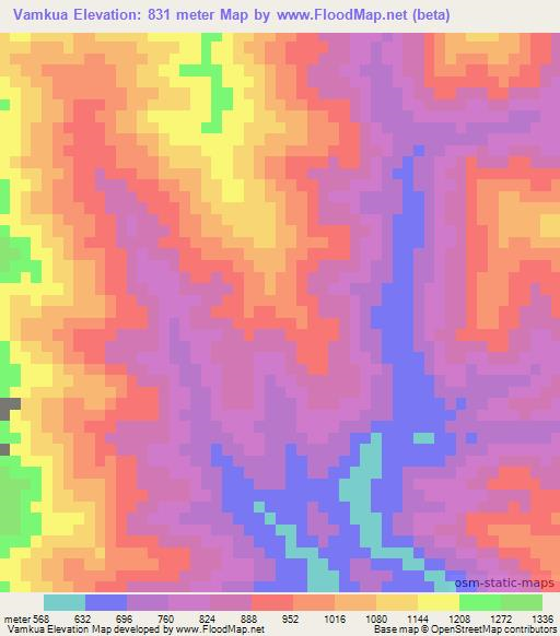 Vamkua,Myanmar Elevation Map