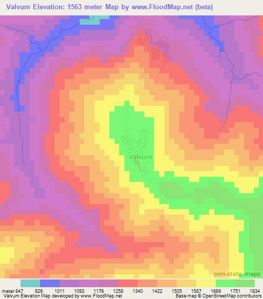 Valvum,Myanmar Elevation Map