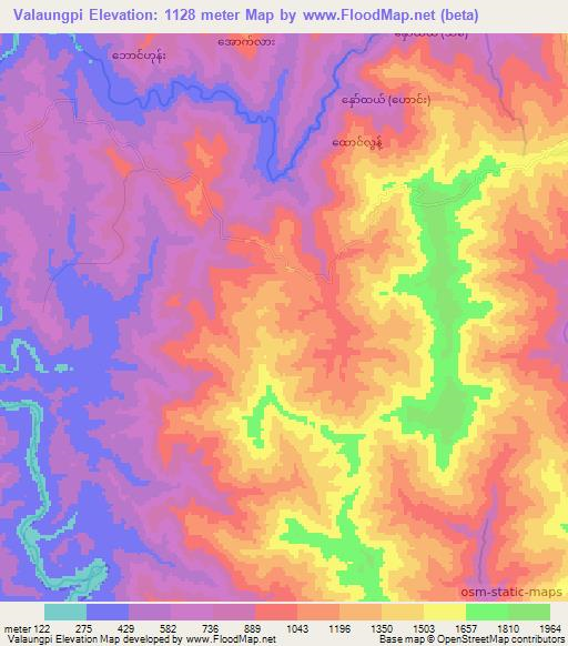 Valaungpi,Myanmar Elevation Map