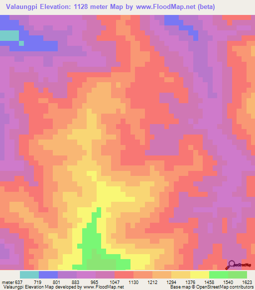 Valaungpi,Myanmar Elevation Map