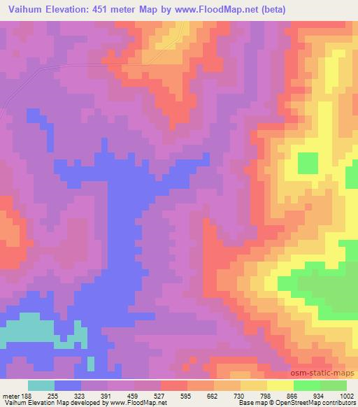 Vaihum,Myanmar Elevation Map