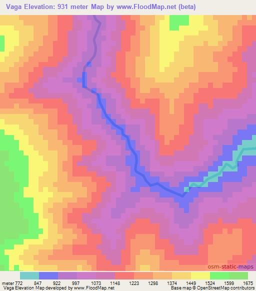 Vaga,Myanmar Elevation Map