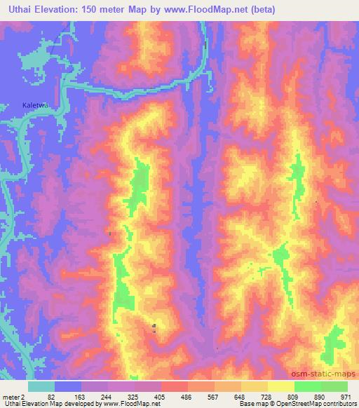 Uthai,Myanmar Elevation Map