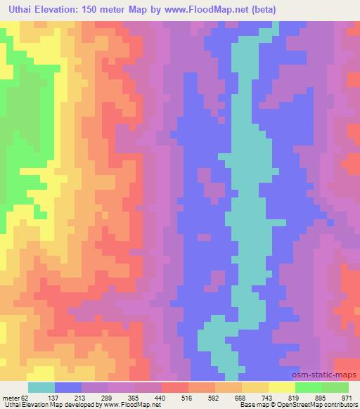 Uthai,Myanmar Elevation Map