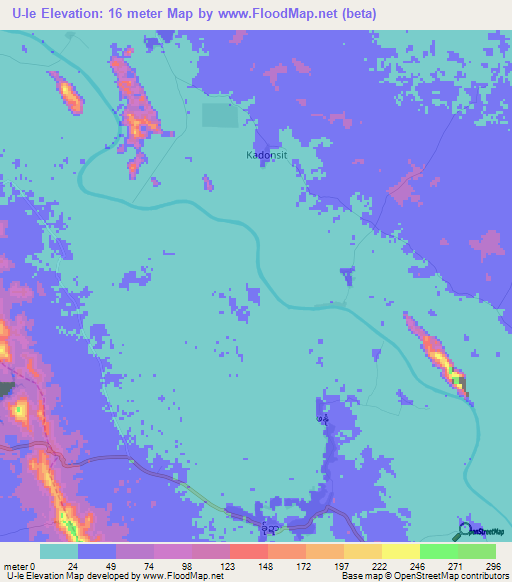 U-le,Myanmar Elevation Map