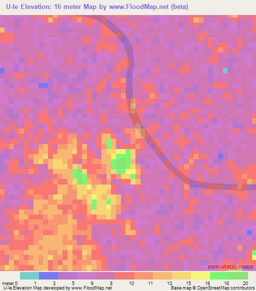 U-le,Myanmar Elevation Map