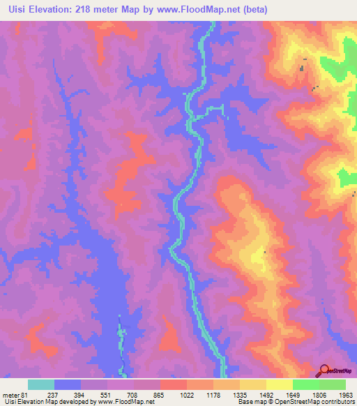 Uisi,Myanmar Elevation Map