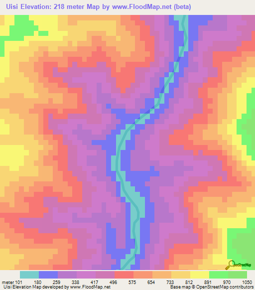 Uisi,Myanmar Elevation Map