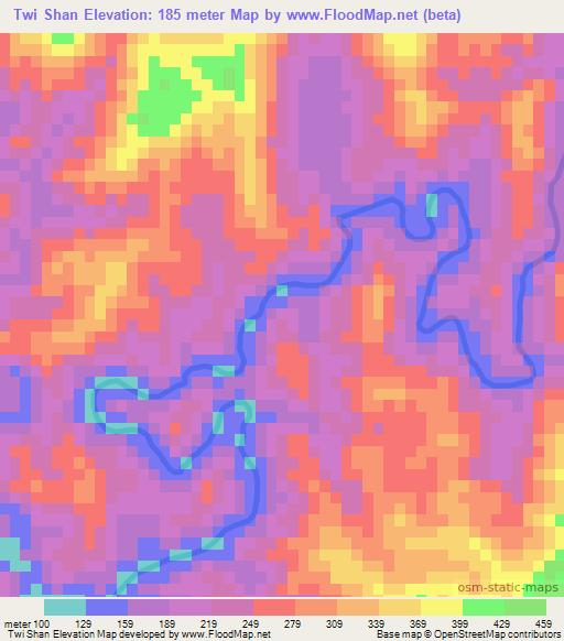 Twi Shan,Myanmar Elevation Map