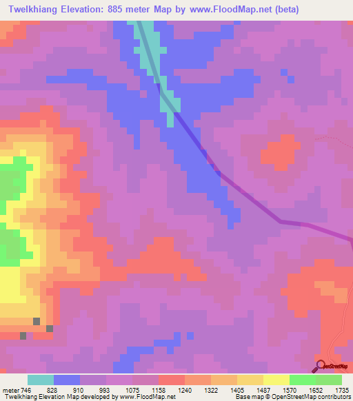 Twelkhiang,Myanmar Elevation Map