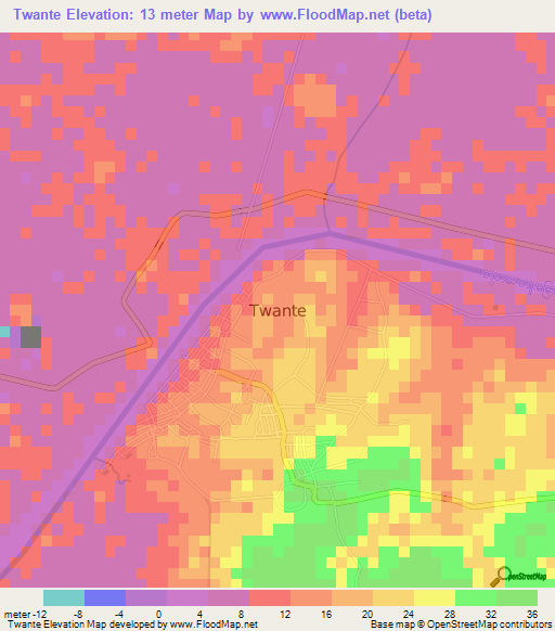 Twante,Myanmar Elevation Map