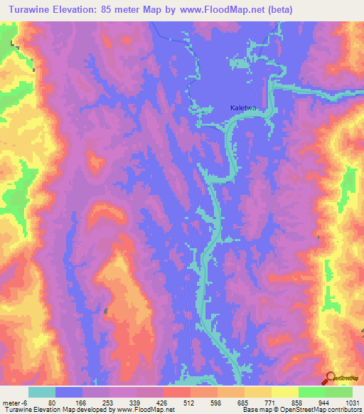 Turawine,Myanmar Elevation Map