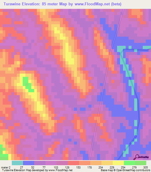 Turawine,Myanmar Elevation Map